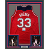 Framed Autographed/Signed Kyle Kuzma 35x39 Washington Red Basketball Jersey Beckett BAS COA
