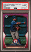 Graded 2023 Topps Bowman Chrome Mega Box Luisangel Acuna #230 Pink #/199 Rookie RC Baseball Card PSA 10 Gem Mint