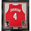 Framed Autographed/Signed Larry Johnson 35x39 UNLV Red College Basketball Jersey PSA/DNA COA