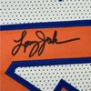 Framed Autographed/Signed Larry Johnson 35x39 New York White Basketball Jersey JSA COA by Hall of Fame Sports Memorabilia