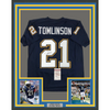 Framed Autographed/Signed LaDainian Tomlinson 35x39 San Diego Dark Blue Football Jersey JSA COA