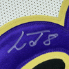 Framed Autographed/Signed Lamar Jackson 35x39 Baltimore White Football Jersey JSA COA