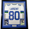 Framed Autographed/Signed Steve Largent 35x39 Seattle White Football Jersey PSA/DNA COA by Hall of Fame Sports Memorabilia