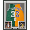 Framed Autographed/Signed Larry Bird & Magic Johnson 35x39 Dual Basketball Jersey JSA COA
