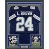Framed Autographed/Signed Larry Brown 35x39 Dallas Blue Football Jersey Beckett BAS COA by Hall of Fame Sports Memorabilia