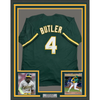 Framed Autographed/Signed Lawrence Butler 35x39 Oakland Green Baseball Jersey Beckett BAS COA by Hall of Fame Sports Memorabilia