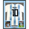 Framed Autographed/Signed Lionel Leo Messi 35x39 Argentina Blue/White Soccer Jersey Beckett BAS COA