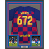 Framed Autographed/Signed Lionel Leo Messi 35x39 FC Barcelona 672 Goals Soccer Jersey Beckett BAS COA
