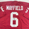 Autographed/Signed Baker Mayfield Oklahoma Crimson College Football Jersey Beckett BAS COA by Hall of Fame Sports Memorabilia