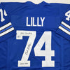 Autographed/Signed Bob Lilly HOF 80 Dallas Retro Blue Football Jersey JSA COA by Hall of Fame Sports Memorabilia