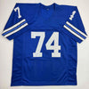 Autographed/Signed Bob Lilly HOF 80 Dallas Retro Blue Football Jersey JSA COA by Hall of Fame Sports Memorabilia