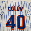 Autographed/Signed Bartolo Colon Inscribed Big Sexy New York Pinstripe Baseball Jersey Beckett BAS COA