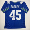 Autographed/Signed Kenny Easley HOF 17 Seattle Blue Football Jersey JSA COA by Hall of Fame Sports Memorabilia