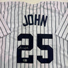 Autographed/Signed Tommy John New York Pinstripe Baseball Jersey Beckett BAS COA