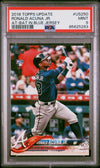 Graded 2018 Topps Update Ronald Acuna Jr. #US250 At Bat In Blue Jersey Rookie RC Baseball Card PSA 9 Mint