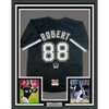 Framed Autographed/Signed Luis Robert 35x39 Chicago Black Baseball Jersey Beckett BAS COA