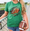 Football Faux Glitter Graphic Tee by Anchored Grace Boutique