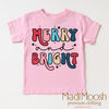 Merry And Bright Christmas Shirt - Cute Christmas Tee by Madi Moosh