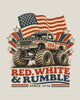 RED WHITE AND RUMBLE TEE - VINTAGE CREAM by LITTLE RAD THINGS