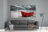 Red Kayak Glass Wall Art by Insigneart USA