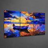 Boat at Sunset Mega Glass Wall Art by Insigneart USA