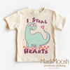 I Steal Hearts Dinosaur Valentine's Day Shirt - Valentine Tee by Madi Moosh