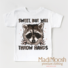 Sweet But I Throw Hands Raccoon Shirt - Funny Tee by Madi Moosh