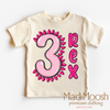 Three Rex Birthday Shirt - Girls Dinosaur Birthday by Madi Moosh