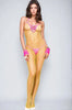 Neon Yellow and Pink Net Bodystocking by 3wishes.com