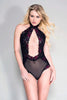 Black High Neck Keyhole Teddy by 3wishes.com