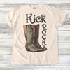 Retro Western Kick Rocks Cowgirl Tee - Printed On Comfort Colors by Madi Moosh
