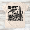 Retro UFO Cow Abduction Funny Western Tee - Printed On Comfort Colors by Madi Moosh