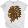 Leopard Print Indian Chief Head Shirt - Printed On Comfort Colors by Madi Moosh