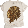 Leopard Print Indian Chief Head Shirt - Printed On Comfort Colors by Madi Moosh