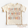 Flannels Hayrides Pumpkins Bonfires Fall Shirt - Autumn Tee by Madi Moosh
