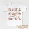 Flannels Hayrides Pumpkins Bonfires Fall Shirt - Autumn Tee by Madi Moosh