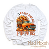 Farm Fresh Pumpkins Retro Fall Tee - Long Sleeve White Shirt by Madi Moosh