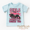 Girls Like Monster Trucks Too Shirt - Kids Monster Truck Tee by Madi Moosh