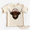 Howdy Highland Cow Western Shirt - Kids Country Tee by Madi Moosh