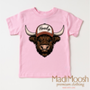 Howdy Highland Cow Western Shirt - Kids Country Tee by Madi Moosh