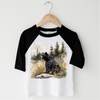 Retro Grizzly Bear Watercolor Nature Scene Shirt - Kids Tee by Madi Moosh