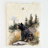Retro Black Bear Wilderness Scene Shirt - Printed On Comfort Colors by Madi Moosh
