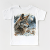 Retro Wolf Watercolor Nature Scene Shirt - Kids Tee by Madi Moosh