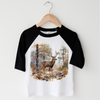 Retro Deer Watercolor Nature Scene Buck Shirt - Kids Tee by Madi Moosh
