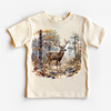 Retro Deer Watercolor Nature Scene Buck Shirt - Kids Tee by Madi Moosh