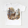 Retro Deer Watercolor Nature Scene Buck Shirt - Kids Tee by Madi Moosh