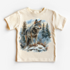 Retro Wolf Watercolor Nature Scene Shirt - Kids Tee by Madi Moosh