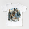Retro Wolf Watercolor Nature Scene Shirt - Kids Tee by Madi Moosh