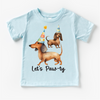 Let's Paw-ty Dachshund Birthday Shirt - Kids Dog Birthday Tee by Madi Moosh