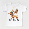 Let's Paw-ty Dachshund Birthday Shirt - Kids Dog Birthday Tee by Madi Moosh